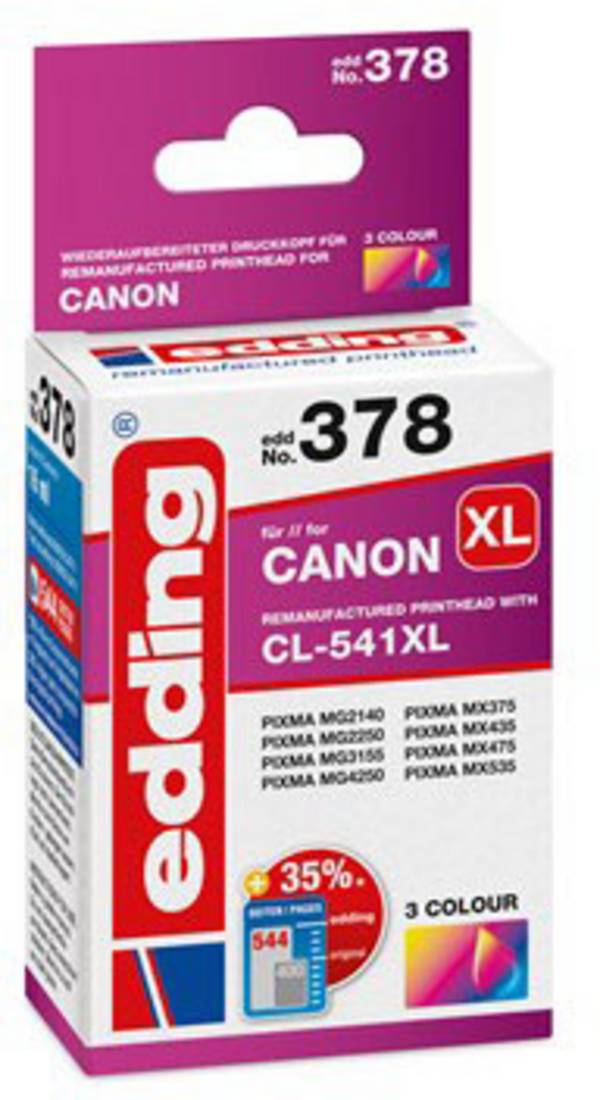 Edding Ink náhradní Canon CL-541 XL kompatibilní  azurová, purppurová, žlutá EDD-378 18-378
