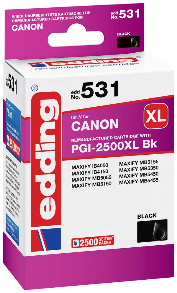 Edding Ink náhradní Canon PGI-2500BK XL kompatibilní  černá EDD-531 18-531