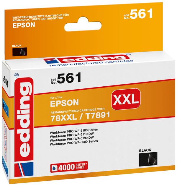Edding Ink náhradní Epson 78XXL, T7891 kompatibilní  černá EDD-561 18-561
