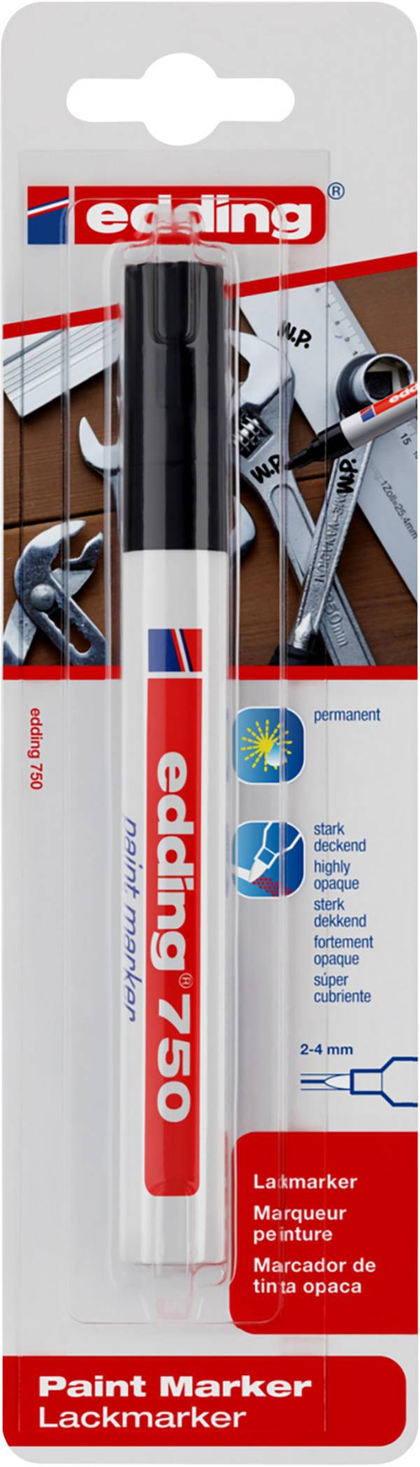 Edding 750 Paint Marker 4-750-1-4001 popisovač na laky  černá 2 mm, 4 mm