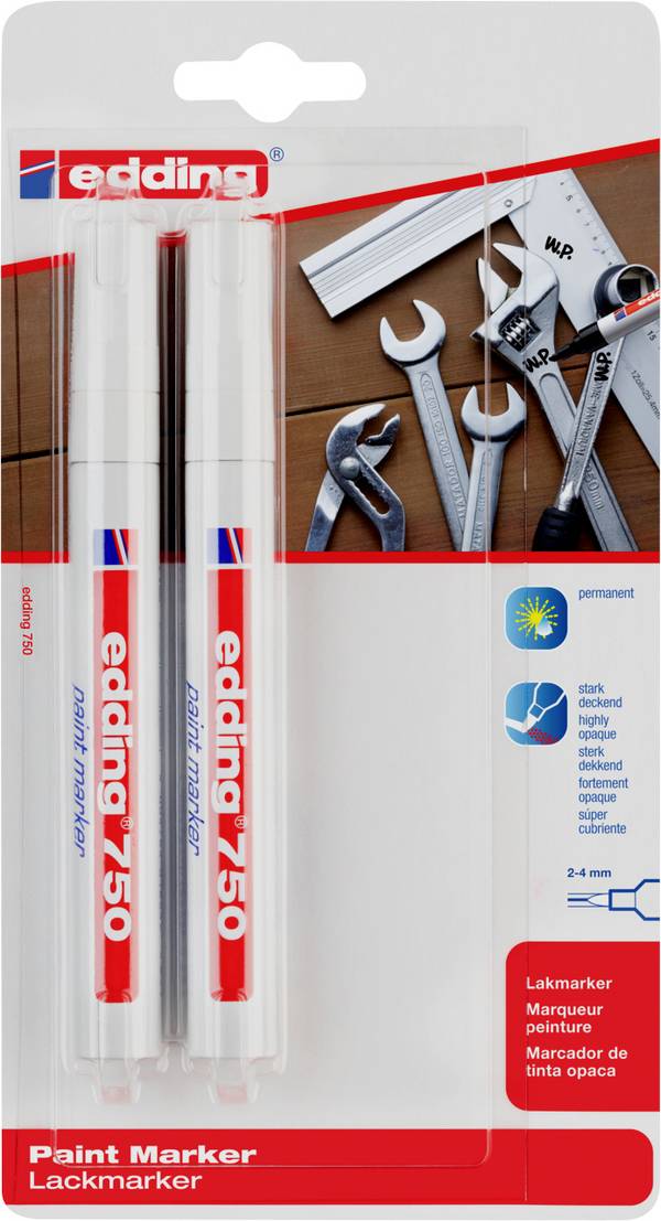 Edding 4-750-2-3049 750 Paint Marker popisovač na laky  bílá, bílá 2 mm, 4 mm N/A