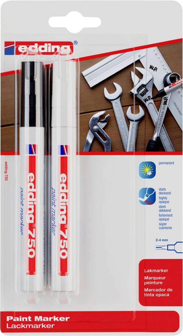 Edding 4-750-2-3999 750 Paint Marker popisovač na laky  černá, bílá 2 mm, 4 mm N/A