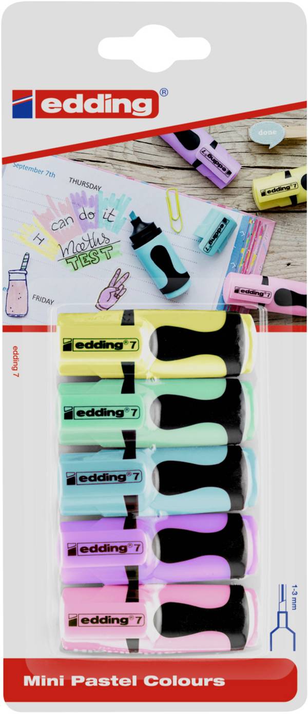Edding zvýrazňovač textu  7 Mini 4-7-5-1099 žlutá, oranžová, růžová, světle modrá, světle zelená 1 mm, 3 mm 1 ks