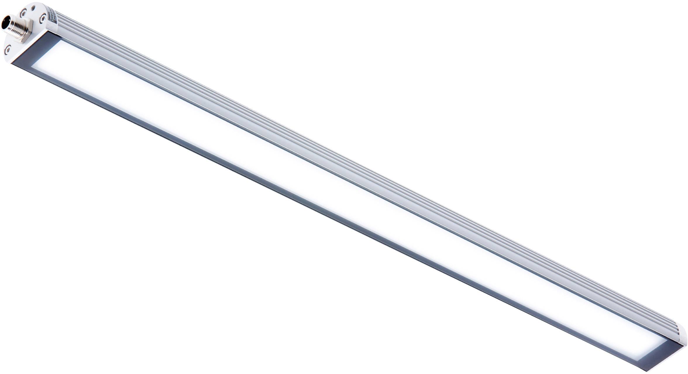Obdélníková LED lampa se stříbrným rámečkem, vhodná pro moderní stropy nebo pracoviště.