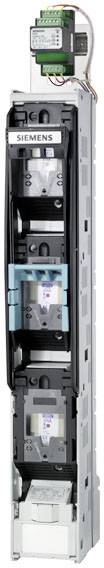 Vertikální elektrický rozvaděč s několika komponenty, kabelové přípojky nahoře. Hlavní funkce: spínání a řízení elektrických systémů.