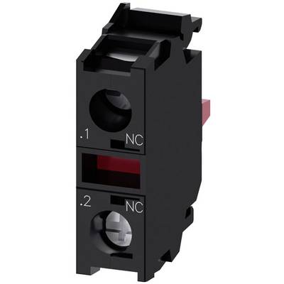Černá elektrická součástka se dvěma kulatými otvory, označená '.1 NC' a '.2 NC'.