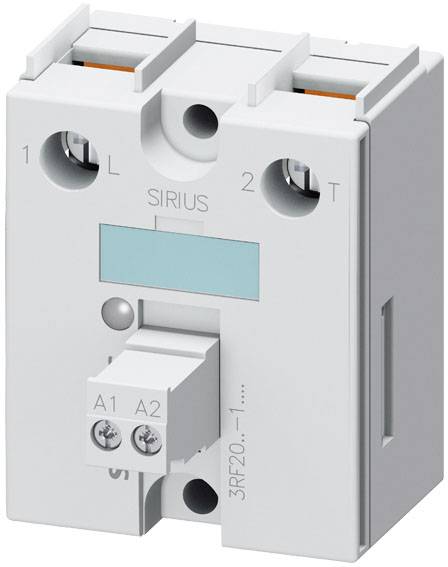 Bílé elektronické zařízení s nápisem "SIRIUS". Má tři vertikální otvory a dva štítky "L" a "T" nad těmito otvory.