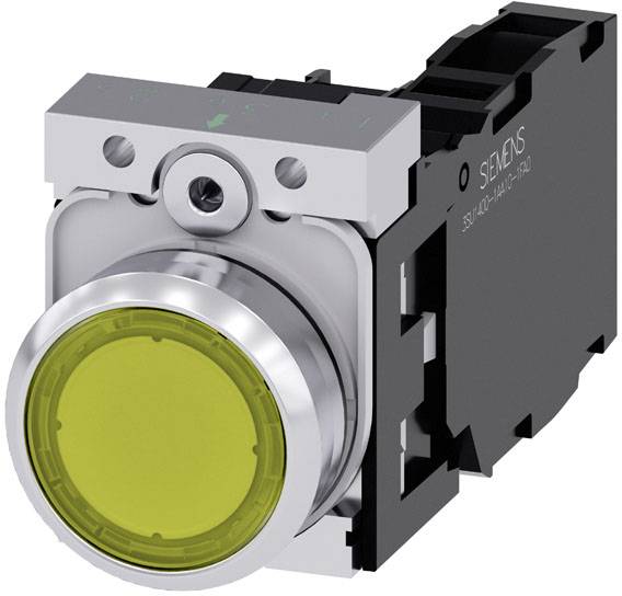 Siemens 3SU11530AB301FA0 3SU1153-0AB30-1FA0 světelné tlačítko kovový přední prstenec, Vysoký lesk tlačítko stříbrná, žlutá 1 ks Piece