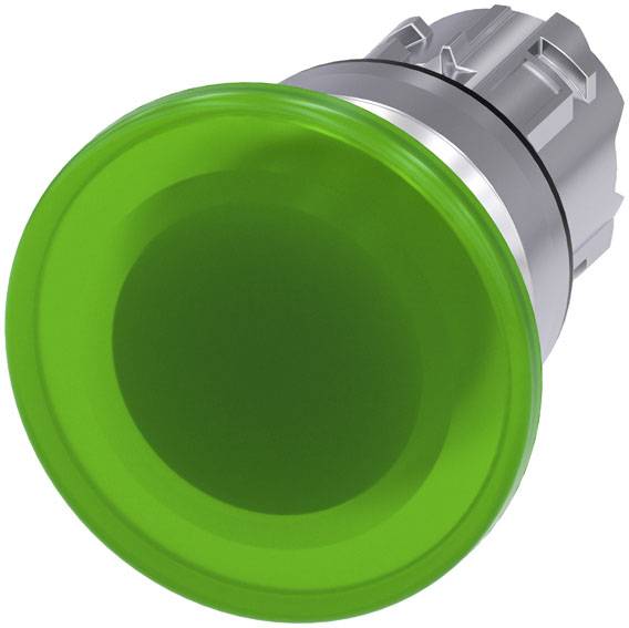 Zelené tlačítko na elektrickém spínači, které se používá k ovládání nebo spouštění zařízení.