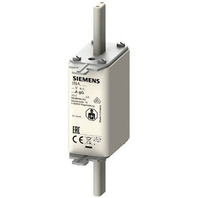 Pojistková vložka Siemens 3NA v světlém pouzdře. Označení produktu a technické symboly jsou viditelné.