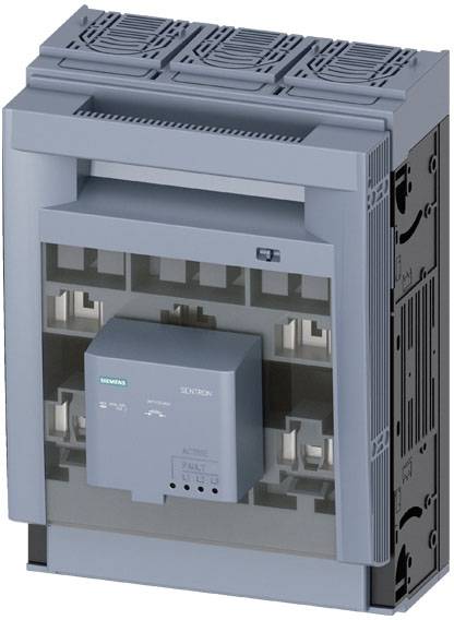 Elektrické řídicí zařízení s připojovacími body, šedým krytem a viditelným logem Siemens, vhodné pro průmyslové aplikace.