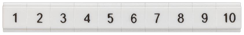 Horizontální řada s čísly 1 až 10 na bílých klávesách, uspořádaná zleva doprava.