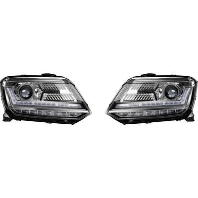 Dva moderní automobilové světlomety s LED technologií, které ukazují detailní a futuristický design.
