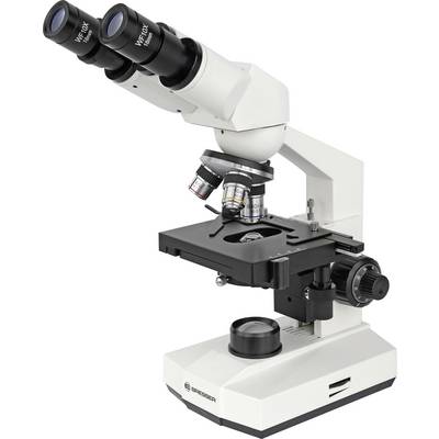 Mikroskop se dvěma okuláry a několika objektivy, vhodný pro vědecké výzkumy a laboratorní experimenty.