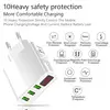 Nabíječka na smartphone se třemi USB porty, LED indikátorem. Popisy uvádějí ochranu před přebitím, ochranu před přepětím, ochranu před nadproudem.