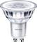 LED žárovka Philips s paticí GU10 v čirém skleněném designu, vhodná pro osvětlení v domácnostech a kancelářích.