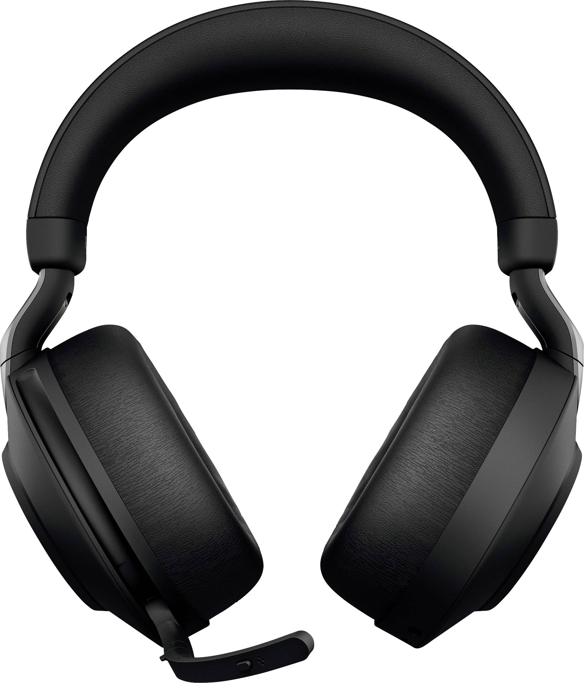Černé bezdrátové over-ear sluchátka s dobře polstrovanými náušníky a integrovaným mikrofonem. Ideální pro hraní her nebo poslech hudby.