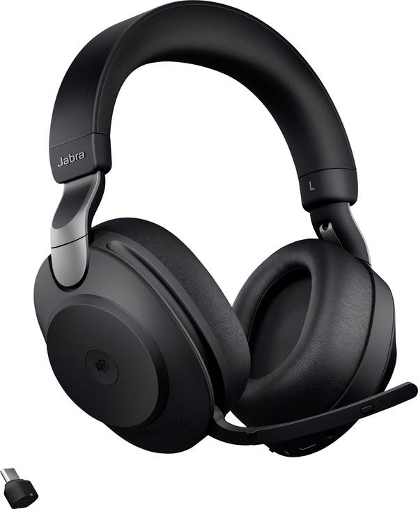 Jabra Evolve2 85 MS  Headset uzavřená (Over Ear) Bluetooth®, kabelová stereo černá Redukce šumu mikrofonu regulace hlasitosti, Indikátor nabití, Vypnutí zvuku mikrofonu telefon