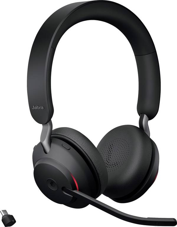 Jabra Evolve2 65 MS  Headset otevřená (On Ear) Bluetooth® stereo černá  regulace hlasitosti, Indikátor nabití, Vypnutí zvuku mikrofonu telefon