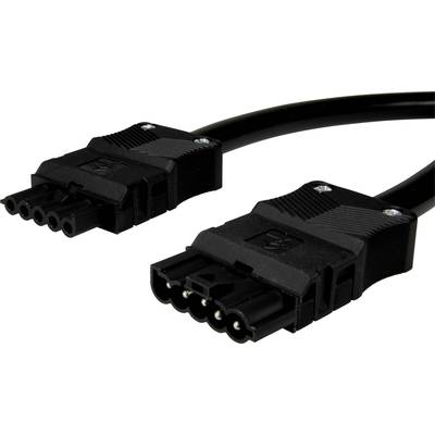 Dva černé konektory s pěti kolíky pro elektrické kabely, umístěné na bílém pozadí.