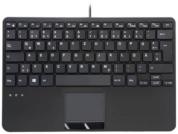Perixx PERIBOARD-525 H DE USB klávesnice německá, QWERTZ černá USB hub, dotyková plocha