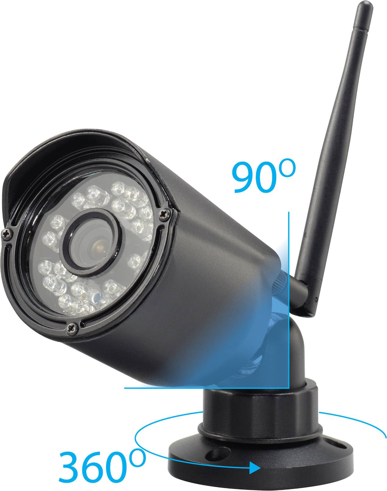 Bezpečnostní kamera s panoramatickým otáčením: 90° náklon a 360° rotace; vhodná pro komplexní všesměrový dohled.