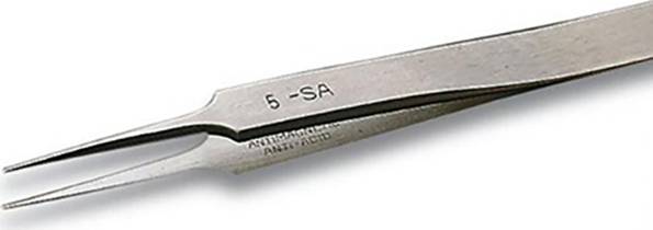 Jemná nerezová pinzeta se špičatě se zužujícími konci s nápisem '5-SA', vhodná pro přesnou manipulaci s malými objekty.