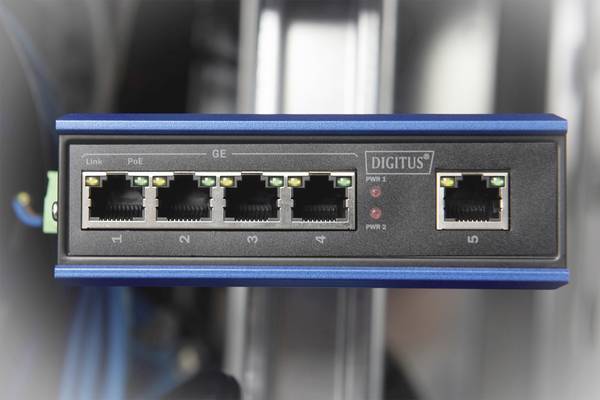 Digitus DN-651120 průmyslový ethernetový switch 10 / 100 / 1000 MBit/s IEEE 802.3af (12.95 W), IEEE 802.3at (25.5 W)