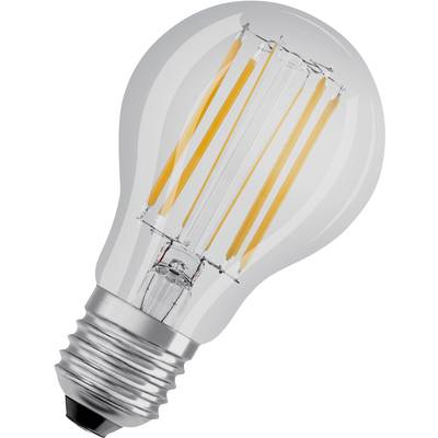 Čirá LED žárovka s typickým tvarem; uvnitř jsou viditelná svítící vlákna.
