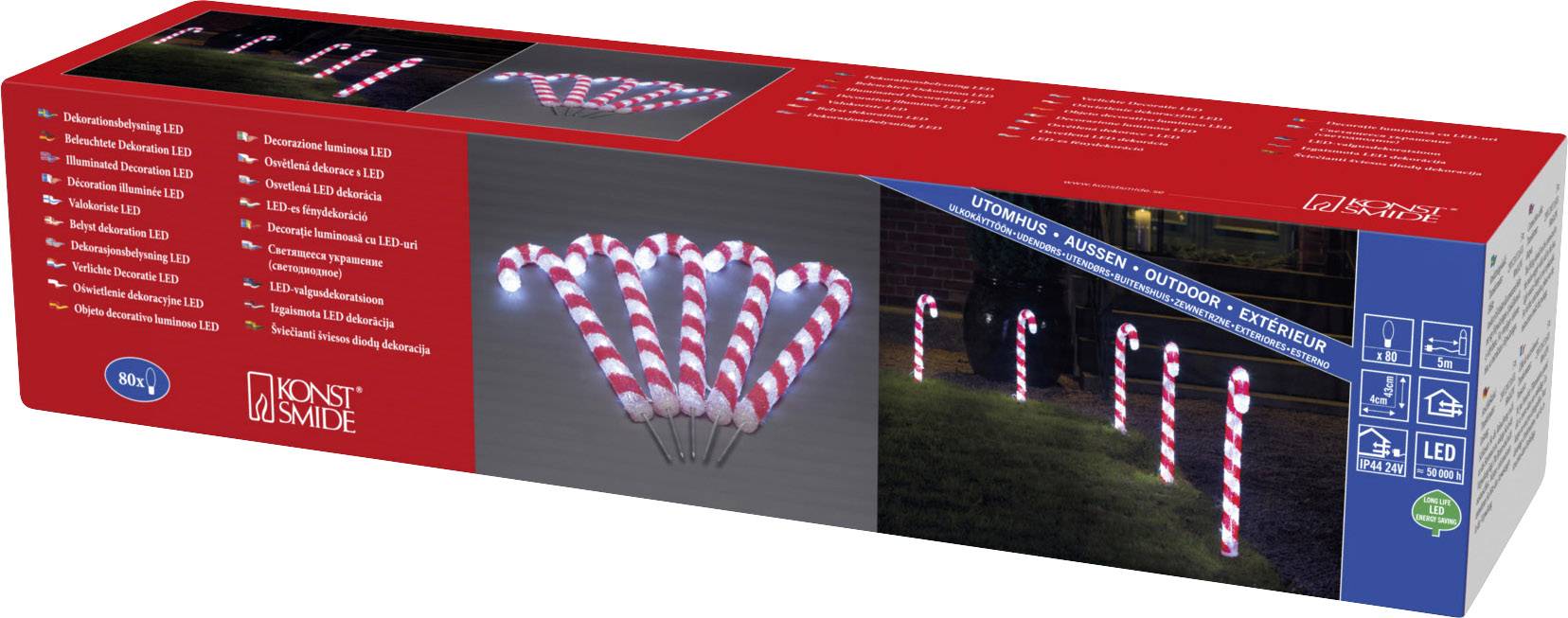 Konstsmide 6295-203 akrylátová postava Energetická třída (EEK2021): F (A - G) Candy Cane teplá bílá LED čirá