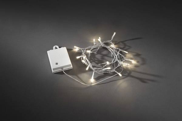 Konstsmide 3724-103 mini světlelný řetěz  venkovní  na baterii Počet žárovek 20 LED teplá bílá Délka světel: 1.9 m časoměřič, se spínačem, se stmívacím senzorem