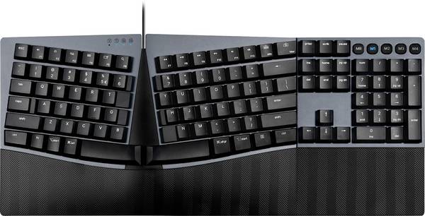 Perixx PERIBOARD-535 BL DE USB klávesnice německá, QWERTZ černá ergonomická