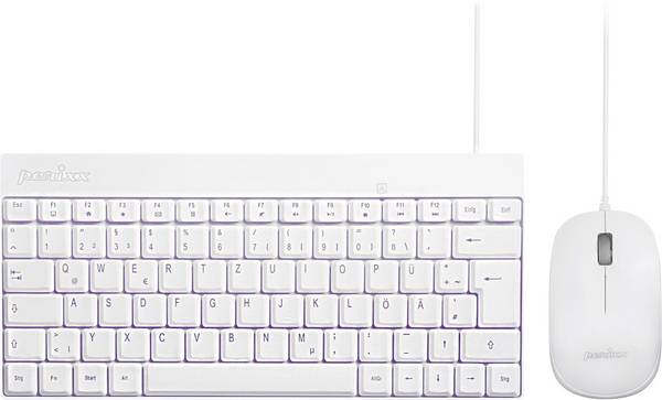 Perixx PERIDUO-212 W kabelový sada klávesnice a myše ergonomická německá, QWERTZ bílá
