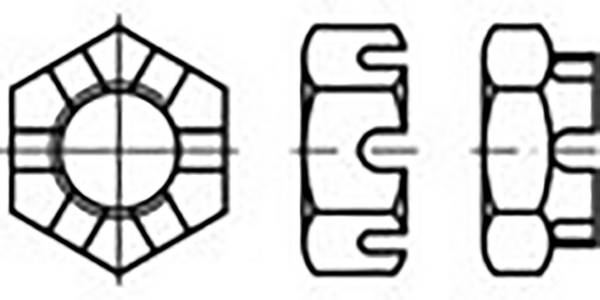TOOLCRAFT  TO-6861198 matice korunkové M6   DIN 937   ocel  100 ks