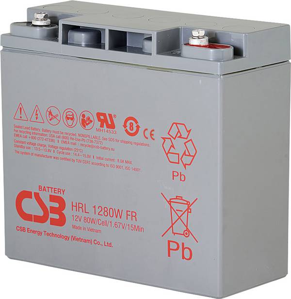 CSB Battery HRL 1280W high-rate longlife HRL1280W-FR olověný akumulátor 12 V 20 Ah olověný se skelným rounem (š x v x h) 181 x 167 x 76 mm šroubované M5 bezúdržbové, nepatrné vybíjení