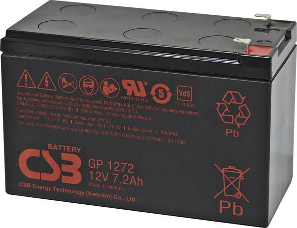 CSB Battery GP 1272 Standby USV GP1272F1 olověný akumulátor 12 V 7.2 Ah olověný se skelným rounem (š x v x h) 151 x 99 x 65 mm plochý konektor 4,8 mm bezúdržbové, nepatrné vybíjení, VDS certifikace