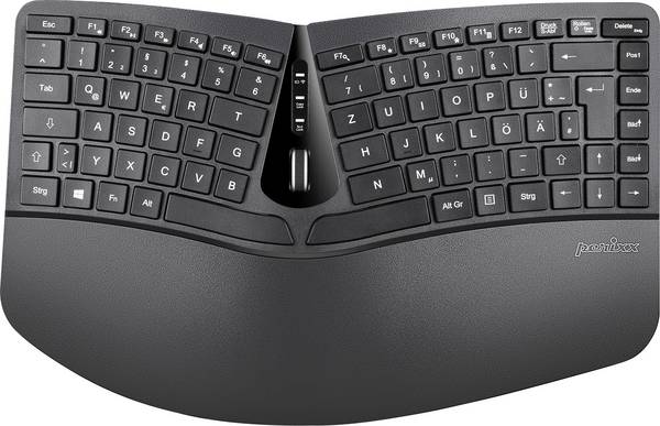 Perixx Ergonomisch bezdrátový sada klávesnice a myše ergonomická německá, QWERTZ černá
