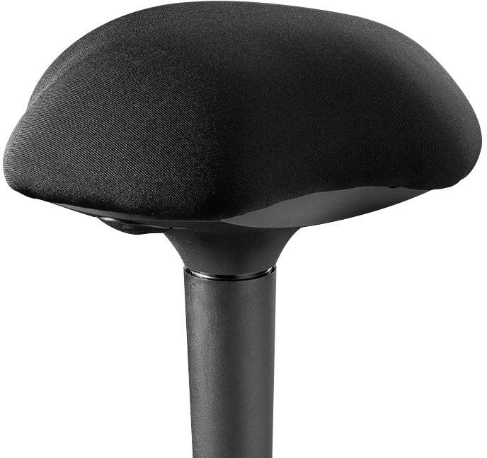 Černé sedlo na sedlovce, vhodné pro jízdní kola. Povrch je polstrovaný a ergonomicky tvarovaný pro maximální pohodlí.