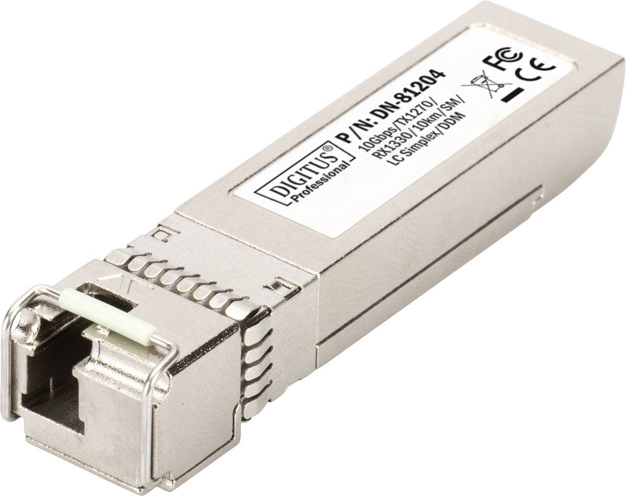 Síťový SFP modul s označením 'DIGITUS Professional' a technickými specifikacemi na štítku.