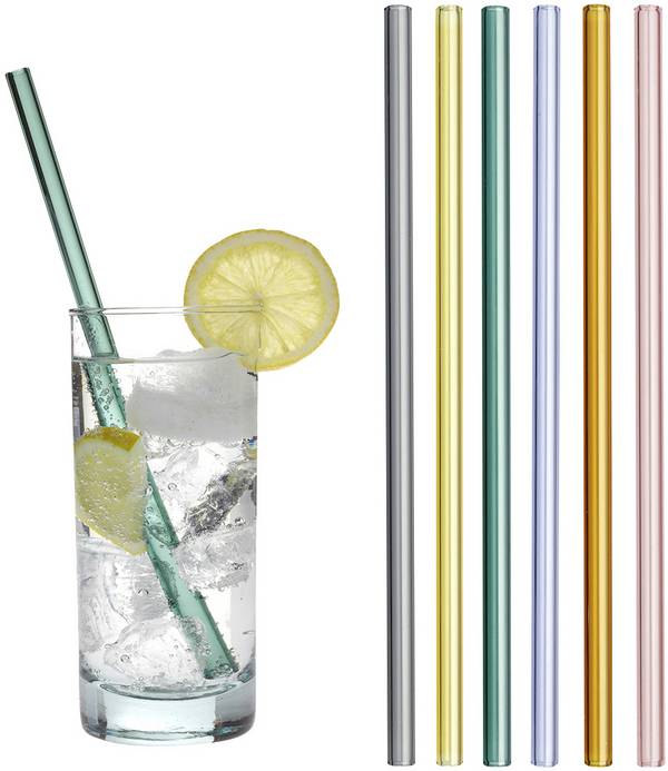 TFA Dostmann 14.2019.06 Trinkhalme aus farbigem Glas 21 cm 6 ks
