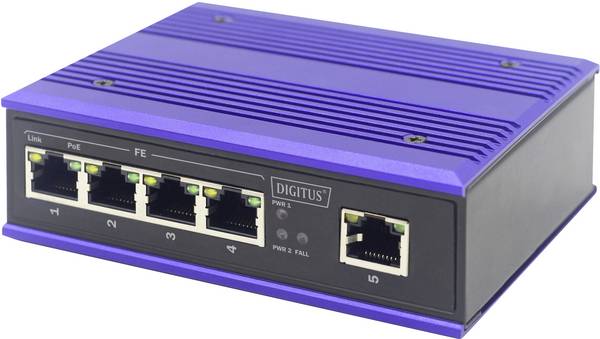 Digitus DN-650107 průmyslový ethernetový switch 10 / 100 MBit/s IEEE 802.3af (12.95 W), IEEE 802.3at (25.5 W)