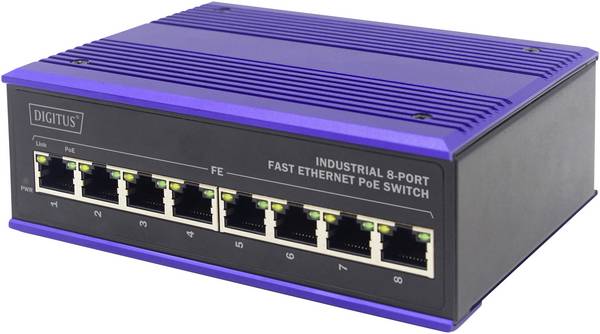 Digitus DN-650108 průmyslový ethernetový switch 10 / 100 MBit/s IEEE 802.3af (12.95 W), IEEE 802.3at (25.5 W)