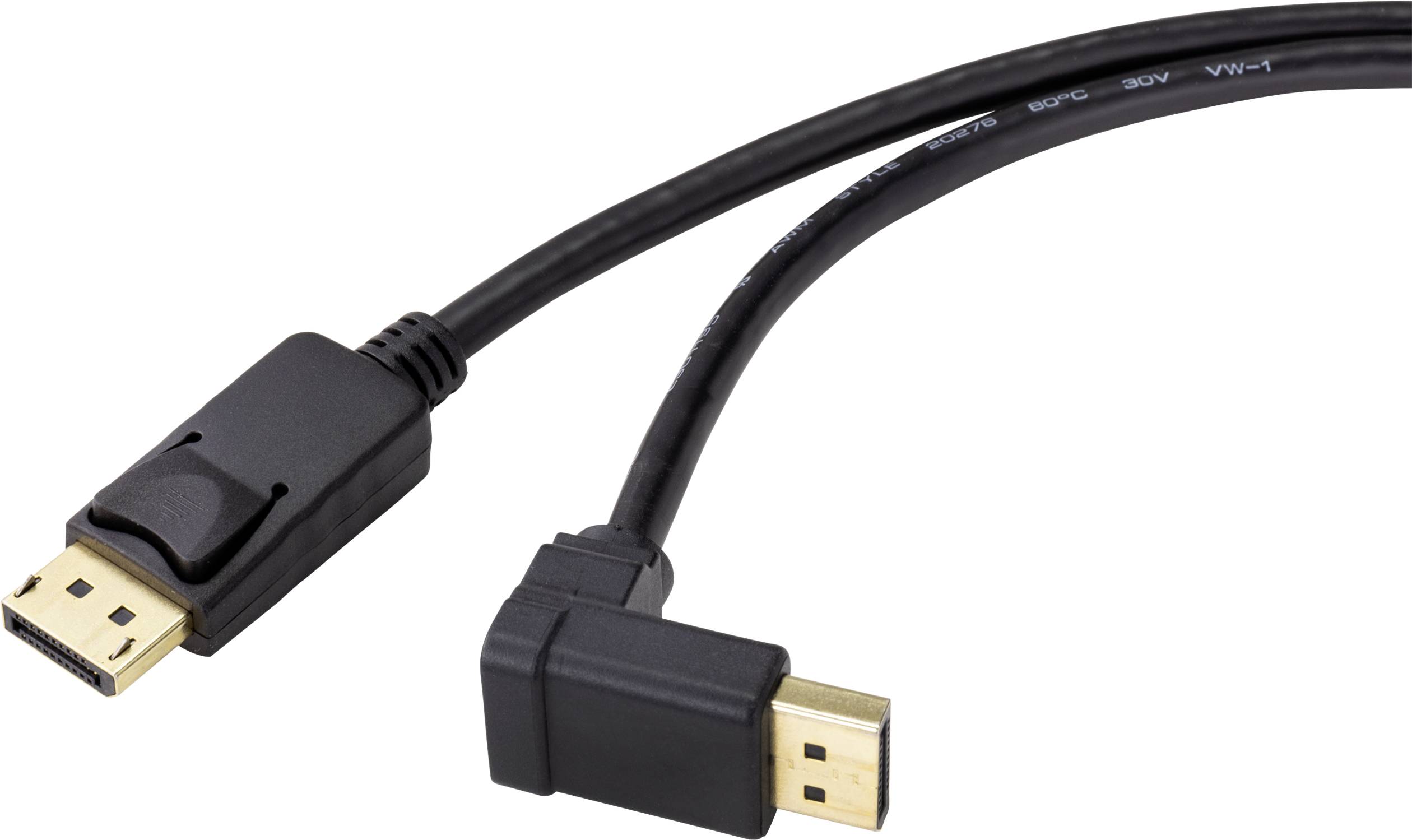 Detailní záběr DisplayPort a HDMI kabelu vyrobených z černého materiálu, které se používají pro připojení zařízení.
