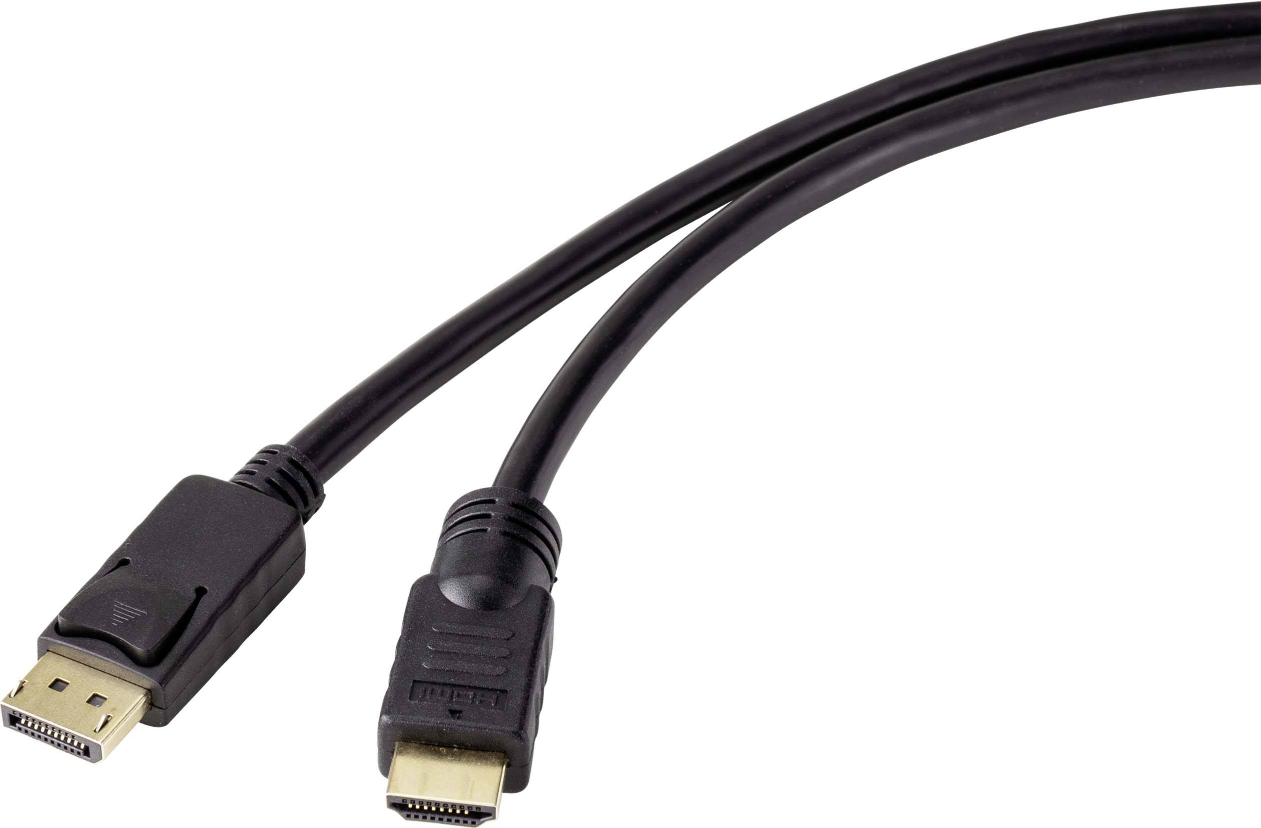 Kabel s konektorem DisplayPort a konektorem HDMI, vhodné pro připojení počítače k monitoru.
