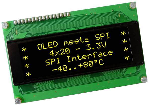 DISPLAY VISIONS OLED displej žlutozelená 5.55 mm 3.3 V Počet číslic: 4 EW204-XLG