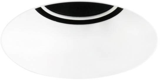 Stropní svítidlo v oválném tvaru z bílého skla s černým dekorativním prvkem. Moderní design pro obytné prostory.
