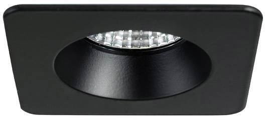 Čtvercový vestavný bodový reflektor v černé barvě s LED lampou.