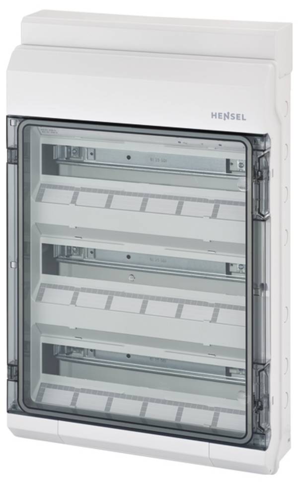 Hensel  61001146  KV 9354 NT  malý rozváděč  na omítku  Počet modulů (šířka) = 54  Počet řádků = 3  Obsah 1 ks