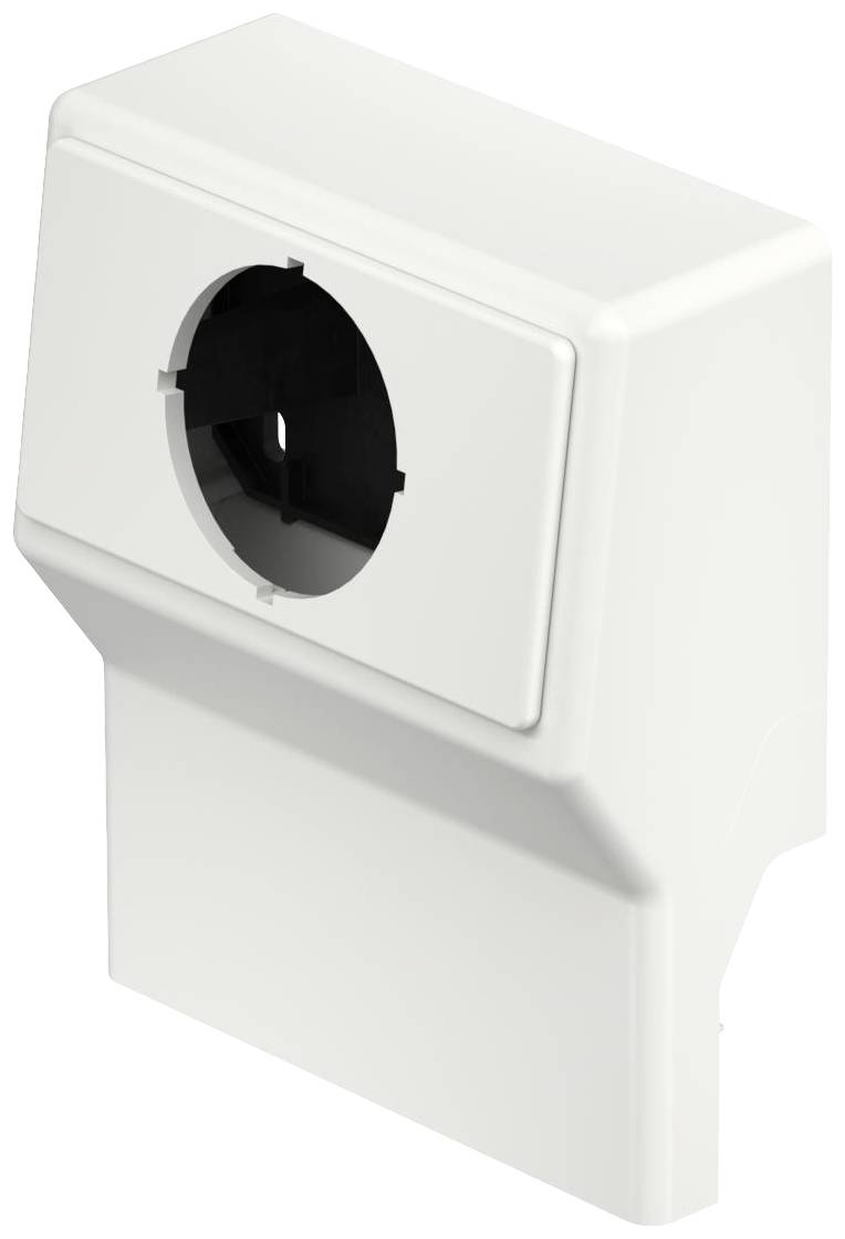 Bílý nástěnný držák na varnou konvici s minimalistickým designem bez viditelných připojení nebo ovládacích prvků.