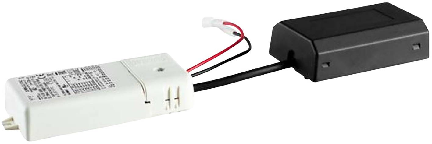 Bílý a černý elektronický transformátor s kabely propojujícími dvě obdélníkové skříně.